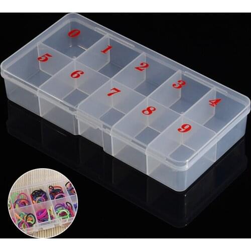 Shellhard High Quality Nail Art Storage Box Clear Plastic Rectangle 10 Slots Empty Nail Art Tips Rhinestone Beads Storage Box
