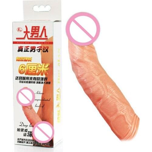 Silicone Big Penis Sleeve Extender Increase Cock Enlargement Extension reuseable Condom Sex Toys for Men adult sex shop