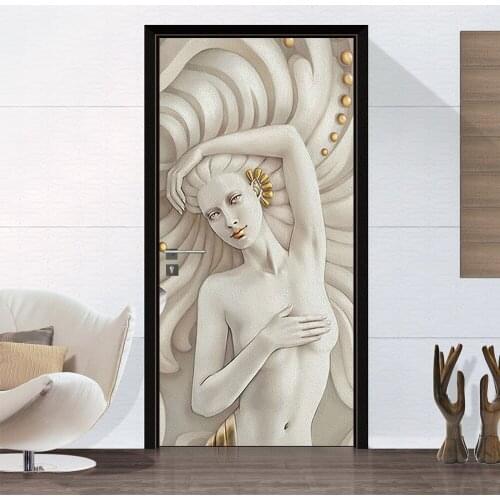 Sculpture Beauty Modern House Design Door Sticker Living Room Bedroom Wallpaper Self Adhesive Vinyl Waterproof Decoration Poster