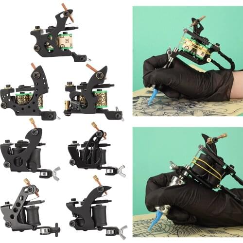 Tattoo Coil Machine Gun 8 Wraps Liner Shader Cast Iron Frame