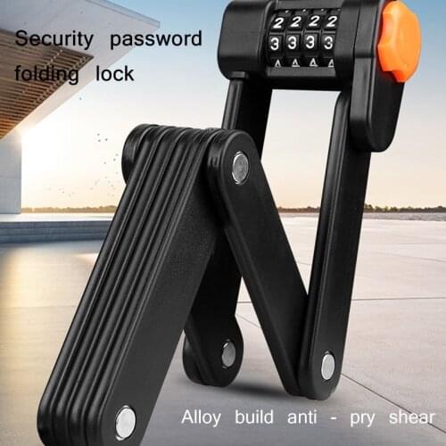 Bicycle Lock Alloy Steel Folding Lock MTB Road Bike Lock Anti-Theft Lock Password Lock Anti-Cut Theft Safe Cycling Accessories