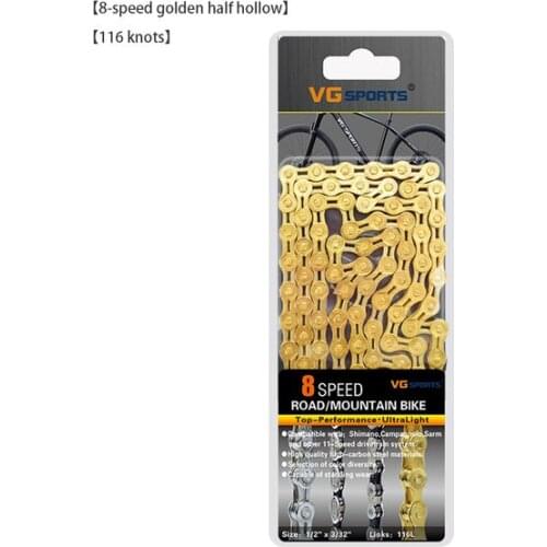 VG Sports 8 9 10 11 Speed Bicycle Chain Gold Half Hollow Bike Chain Mountain Road Bike Full Hollow Chains