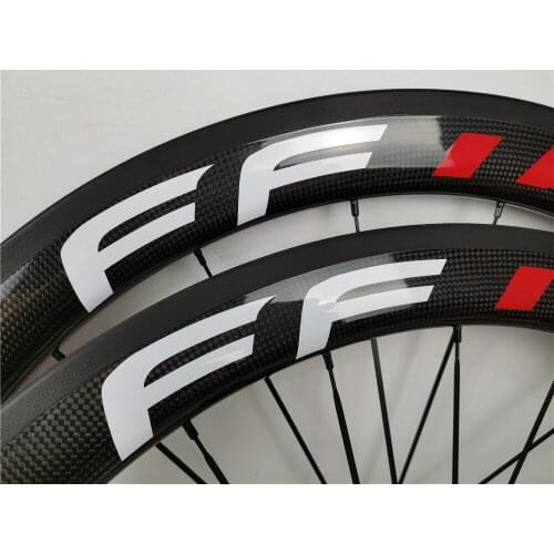 High quality road carbon wheels UD glossy ceramic bearing Powerway hubs road bike carbon wheel set 2 year warranty