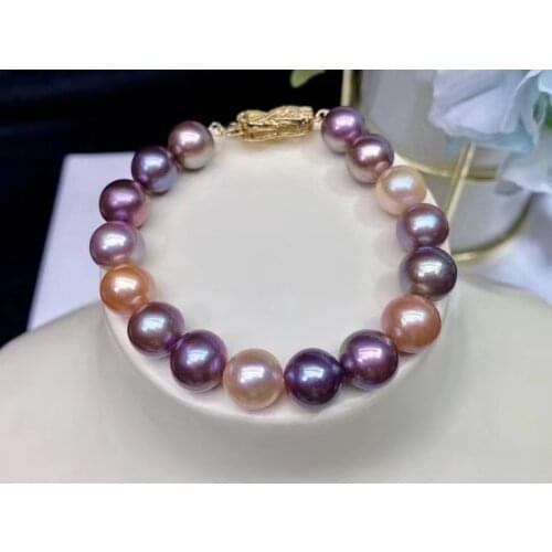 MADALENA SARARA AAA Colorful 10-11mm Freshwater pearl Round Shape Edison Pearl Bracelet Elegant For Women Jewelry