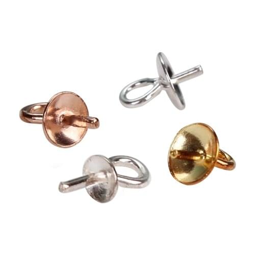 10pcs/lot 925 Sterling Silver Pearl Pendant Connector Bail Cap 3/4mm Bead Caps Clasps Clip Fit Round Beads Pendants DIY Necklace