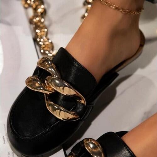 2021 spring and summer new slippers womens lazy shoes flat-bottomed half slippers Muller shoes womens sandals