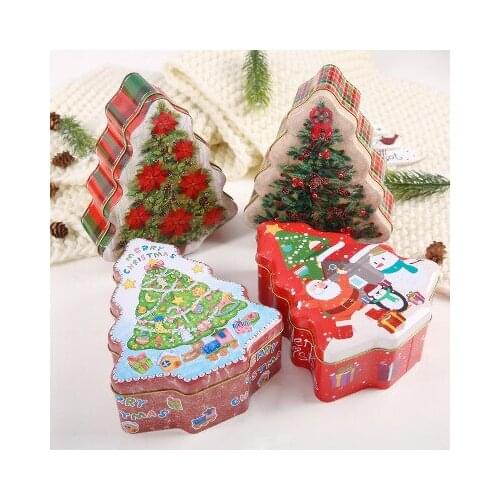 4Pcs Christmas Candy Gift Box Portable Christmas Box Theme Tin Case Metal Snowman Printed Sealed Jar Packing Boxes