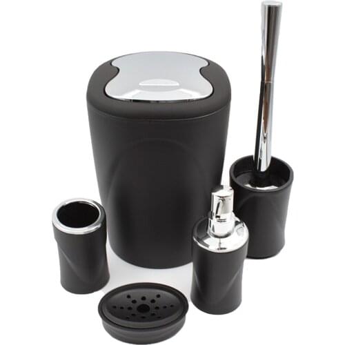 5 Parça Akrilik Soft Touch Siyah Renk Banyo Seti