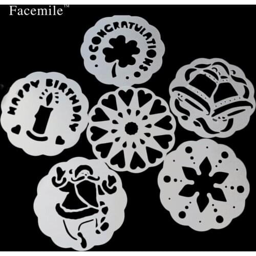 Bakeware 6pcs Christmas Snowman Baking Kitchen Accessories Flower Fondant Cake Decorating Tool Cake Stencil Template Mold
