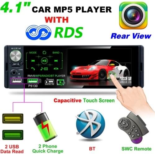 P5130 Car Radio MP5 Player 1 Din Autoradio 4.1 Inch Touchscreen Car Stereo Player Bluetooth RDS