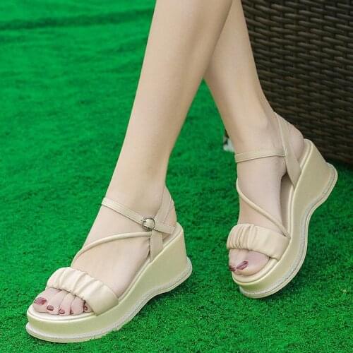 35 36 37 38 39 40 Woman Fashion Casual Beach Shoes Wedge Sandals Female Platform Women Summer Peep Toe Shoes Dress Ladies 2021