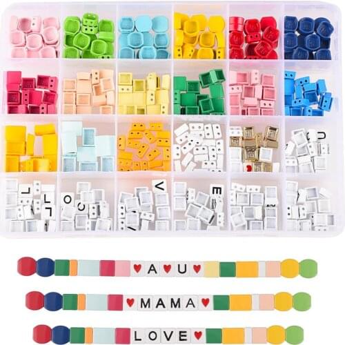 460pcs/box rainbow honeycomb tile bead metal enamel tila myuki bead square letter beads japanese jewelry making for bracelets