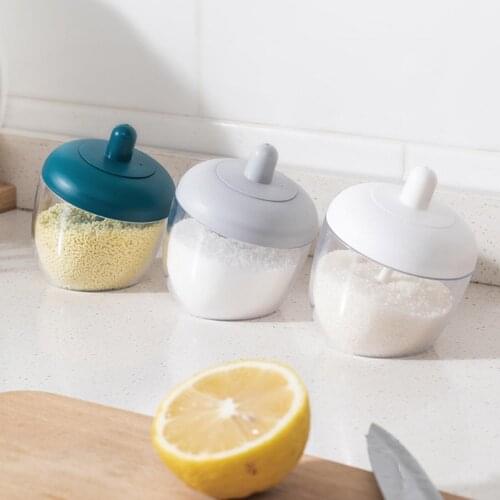 Household Seasoning Bottle Salt Storage Box Spice Jar with Spoon Kitchen Supply Spice Storage Bottle Jars Salt Pepper Box