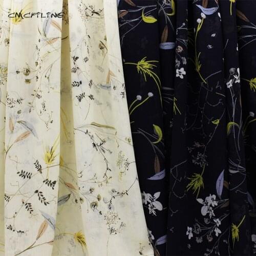 CMCYILING Printed Chiffon Fabric For Summer Sewing Dress Shirts Floral Fabrics 100cm*150cm