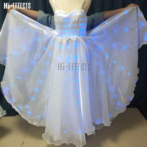 LED Long Evening Dress Lighting Color Change Luminous Costume Stage Clothes Led Dance Glowing Party Dress Colorful Led Luminous