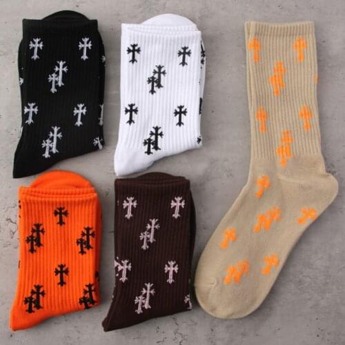 Crew Street Fashion Socks Spiny Crucifix Latin Cross Rood Cotton Gothic Elastic Punk Cemetery Tombstone Coconut Cocoa Palm Tree