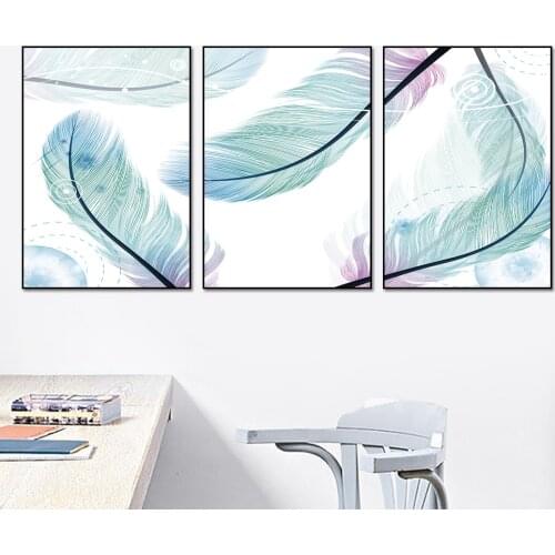 Canvas Art Prints Colorful Feather Canvas Painting Modern Home Decoration Posters And Prints Nordic Wall Art for Living Room