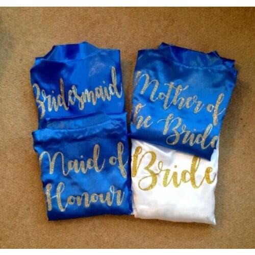 Personalize titles Mrs Wedding Bridesmaid bridal Lingerie satin silk pajamas Bachelorette robes kimonos gowns gifts partyfavors