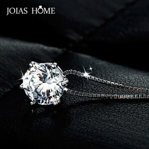 JoiasHome Fashion 925 Sterling Silver Jewellery Necklace with 3A Zircon Pendant for Women Wedding Party Gift Wholesale Pendants