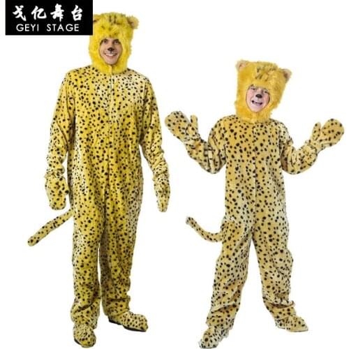 Kids Adult Animal Wild Leopard cheetah Costume for Boys Men Fantasy Jumpsuit Disfraz Halloween Carnival Party Costumes