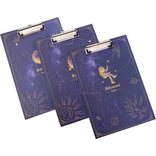 Creative Starry Sky Clipboard A4 Size Folder Board Decorative Clipboard with Hole for Hanging Paperboard for Office School