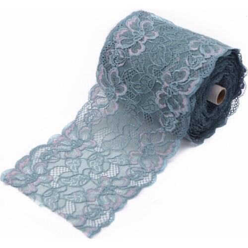 15-20cm Wide 1yard, Green Hair Decoration Wide Elastic Stretch Lace Trim Wedding Dress Skirt Lace Fabric