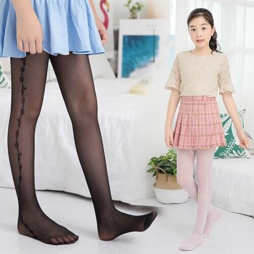 Summer thin section side flower cored silk kids girls pantyhose mosquito infant baby leggings носки детские летние strumpfhose