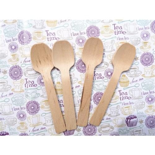 10cm small disposable wood spoon Wooden Cutlery cake spoons ice-cream Natural party lovely Wood Dessert small spoon wood