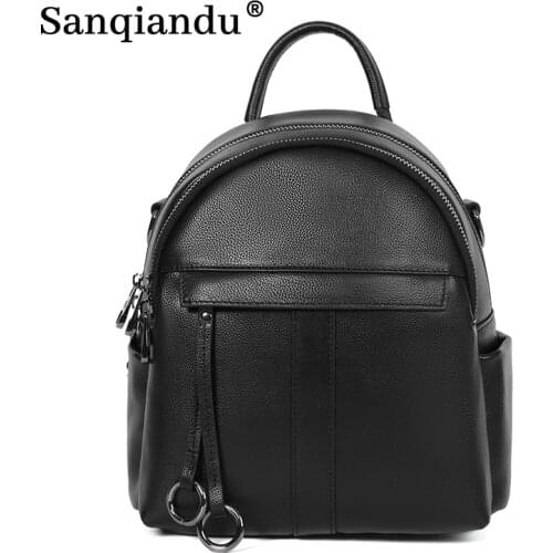 Fashion Womens Genuine Leather Backpack Large Capacity School Bags for Teenage Girls Bagpack Female Backpack Lady Mochila