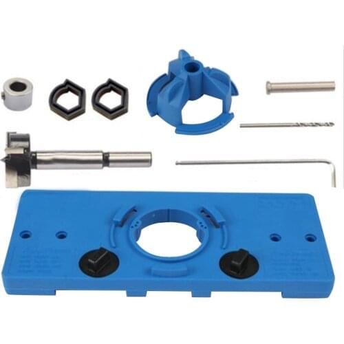 35Mm Concealed Hinge Drilling Jigs Hinge Hole Saw Jig Drilling Guide Locator Hole Opener Door Cabinets Woodworking Diy Tool Set