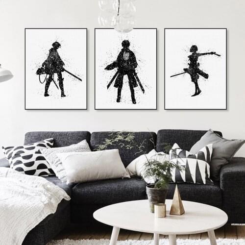 Canvas Art Printed Wall Japanese Animation Attack On Titan Poster Nordic Watercolor Pictures Painting Kids Room Home Decoration