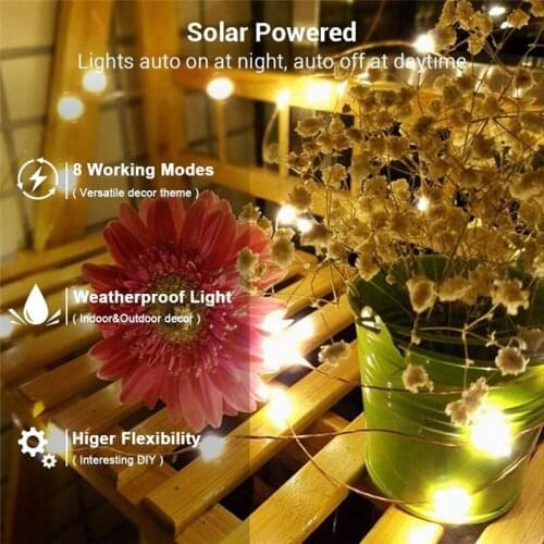 New Year Solar Lamp Fairy Holiday Christmas Party Garlands Solar Garden Waterproof Lights LED Outdoor LED String Lights 5z