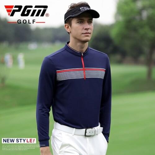 PGM Golf Clothing Men Striped Shirt Apparel Spring Long Sleeve T Shirt Dry Fit golf/Tennis Tops Male Trainning Sports Wear