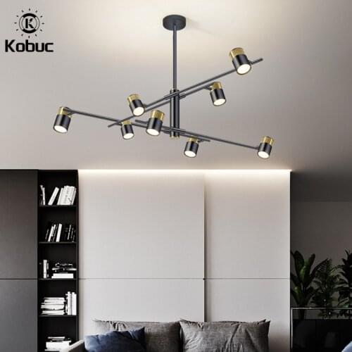 Kobuc Nordic Home Light Black Modern Living room Pendant Light Spot Light Rotatable Hanging Light Fixture for Bar Bedroom Shop