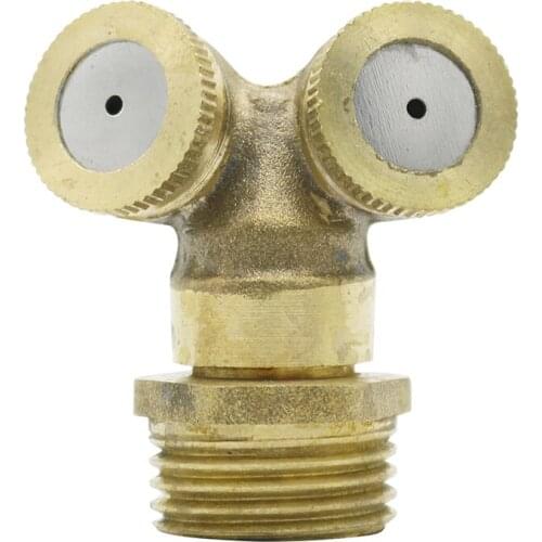 2 Holes Nozzles Agricultural Brass Misting Spray Nozzle Garden Sprinkler Irrigation System with 1/2 Inch Male Thread