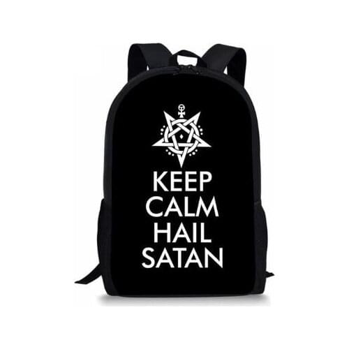 School Bags for Boys Girls Black Cat 666/Hail Satan Printing Students Backpacks Schoolbag Kids Mochila Escolar Bookbag