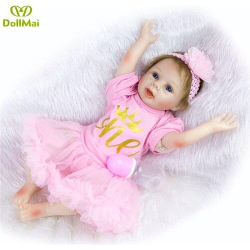 Silicone Reborn Baby Dolls Baby Realistic Alive Boneca Bebe Lifelike Real Girl princess Doll Reborn Birthday xams gift 55cm