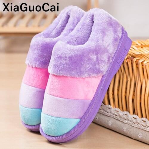 Warm Winter Slippers Women Home Slippers Indoor Bedroom House Shoes Female Plush Slippers Furry Cotton Pantufa Unisex For Lovers