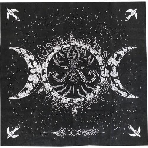 Altar Tarot Cloth, Triple Goddess Moon Phases Astrology Tarot Cards Divination Special Tablecloth 19" x 19" with Tarot Pouch