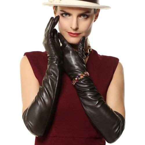 Evening Leather Gloves Special Offer Winter Genuine Leather Gloves Over Elbow Arm Touchscreen Long Gloves Lg0002