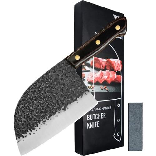 XYJ 7 Inch Full Tang Cleaver Knife Ultra Sharp German High Quality Stainless Steel Meat Cleavers With Pakka Wood Handle