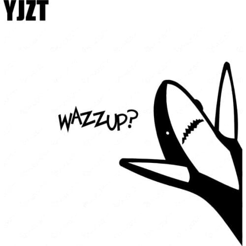 YJZT 12cm*12cm Cartoon Funny SHARK Car Sticker Decal Black Silver Vinyl Accessories C11-0388