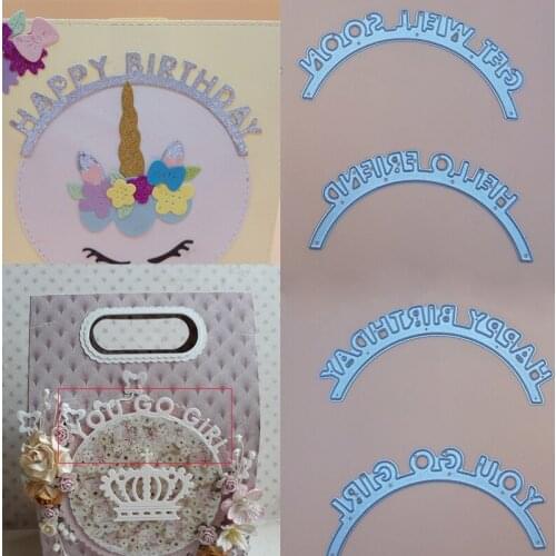 Hello Friend Happy Birthday English Words Sentiment 2018 New Arrival Cutting Dies Punch Scrapbooking Metal die for Card Making