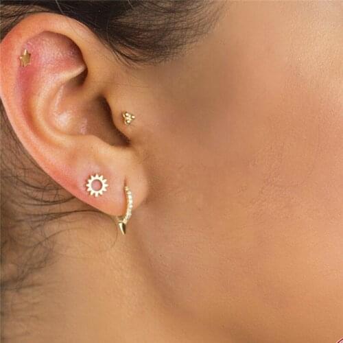 WTLTC 925 Sterling Sliver Cubic Zirconia Hoop Earrings for Women Single Spike Shaped Hoops Earrings Punk Stylish Charms Earrings