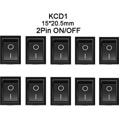 10 Switch ON-OFF KCD1 15*21mm 2 Pins Ship Type Switch 6A 250V 10A 125V Boat Rocker Switch Car Dash Dashboard Truck RV ATV Home