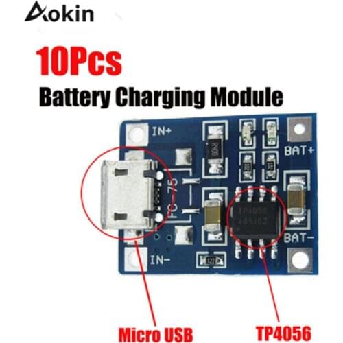 10Pcs TP4056 5V 1A Micro USB 18650 Lithium Battery Charging Board Charger Module Protection Functions for arduino Diy Kit