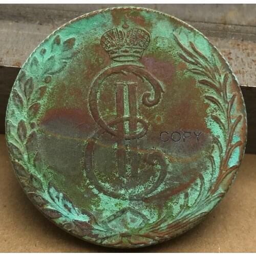 1764 10 Kopeks Left Bevel Russia Red Copper Copy Coin