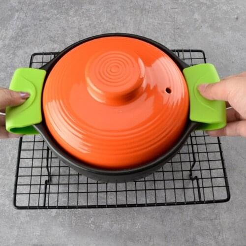 2 Pieces Anti-hot Tools Microwave Insulation Non-slip Kitchen Utensil Silicone Handle