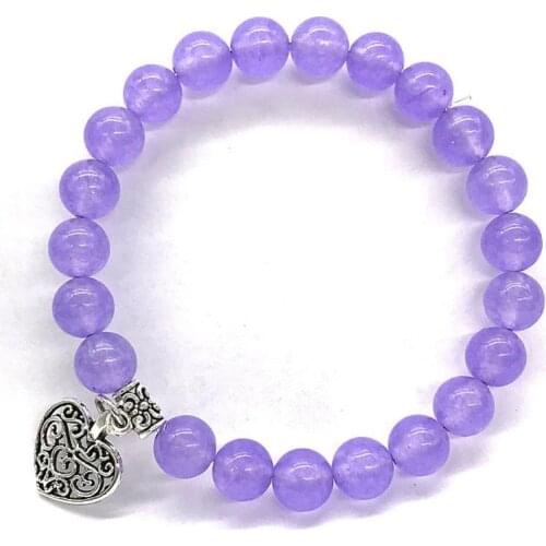 6pcs Natural stone 8mm round beads heart white jades transparent powder crystal amethysts Healing Amulet for jewelry hand making