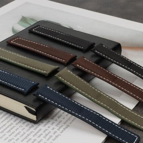 Watch Accessories Genuine Leather nylon fabric Watch Band Watchband For Breitling strap for NAVITIMER WORLD Avenger belt 22mm to